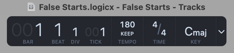 Screenshot of what the BPM settings look like in Logic