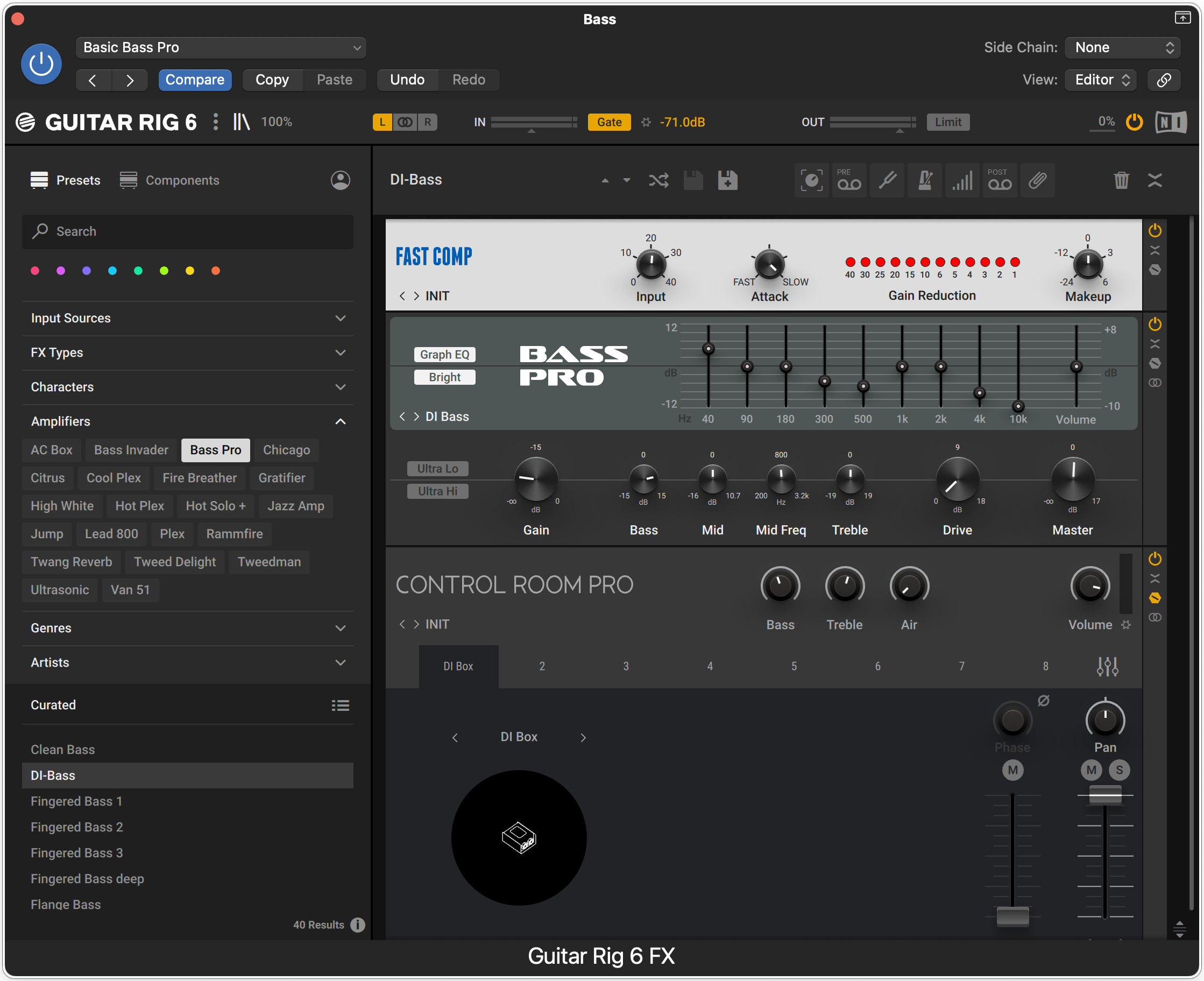 DI box for bass in GuitarRig