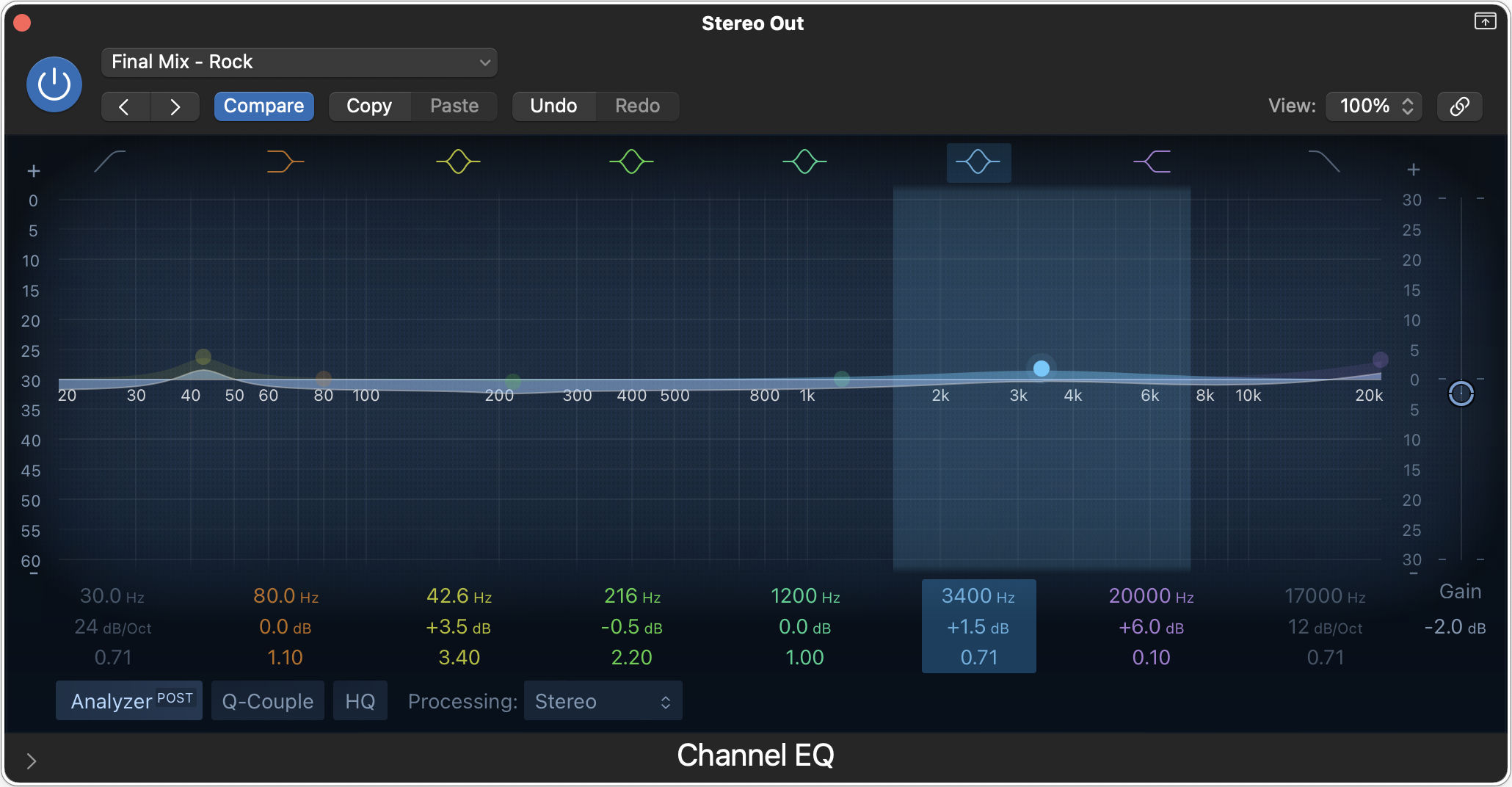 Screenshot of “final mix - rock” channel EQ preset
