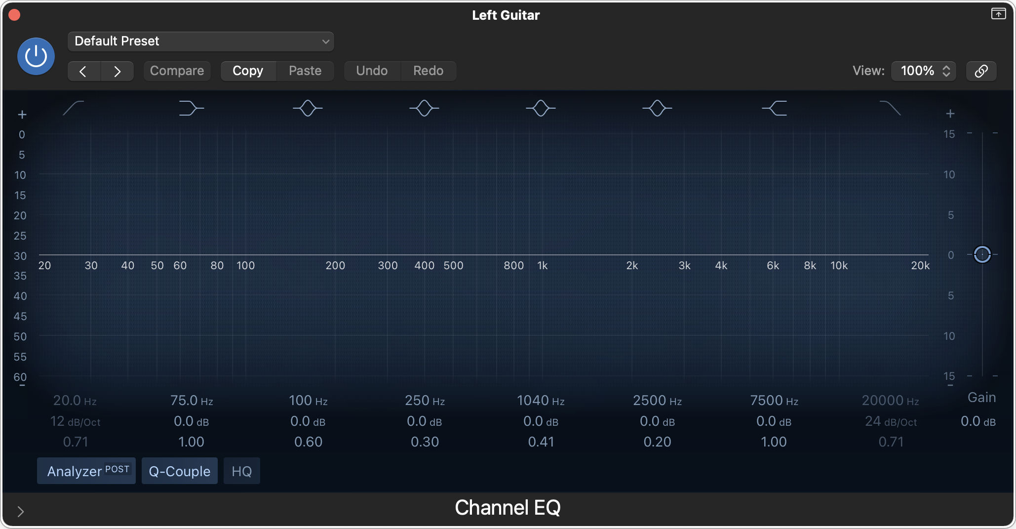 Screenshot of a Channel EQ with no configuration in it yet
