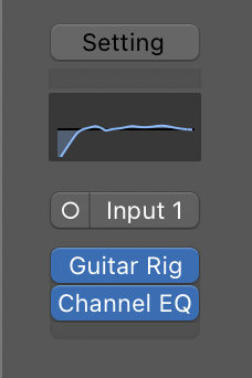 Screenshot of a track that has both Guitar Rig and Channel EQ enabled